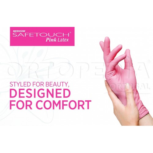 LUVAS DESCARTÁVEIS EM LATEX COR DE ROSA